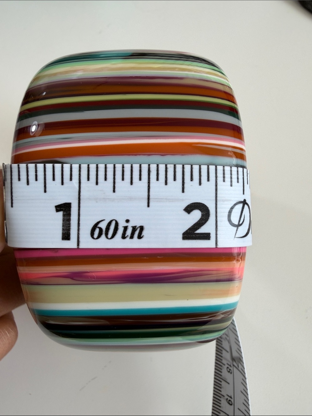 Colorful Striped Resin Bangle Bracelet - Picture 2 of 3